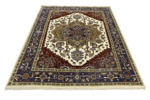 Cream Geometric 8X10 Heriz Serapi Oriental Rug