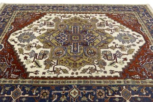 Cream Geometric 8X10 Heriz Serapi Oriental Rug