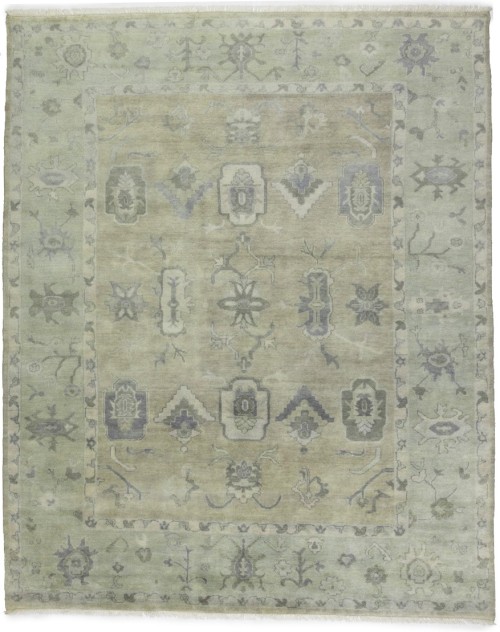 Pastel Brown Floral 8X10 Oushak Chobi Oriental Rug