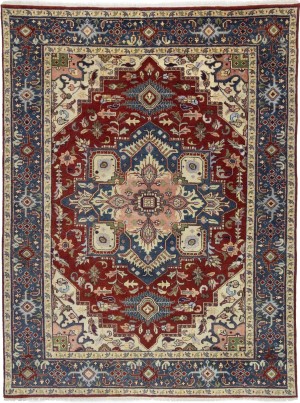 Red Geometric 9X12 Heriz Serapi Oriental Rug