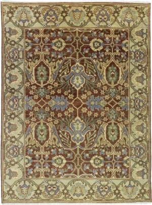 Rust Floral 9X12 Oushak Chobi Oriental Rug