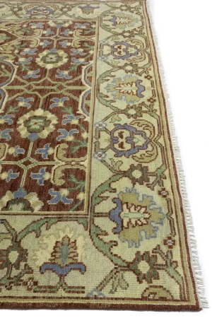 Rust Floral 9X12 Oushak Chobi Oriental Rug