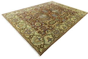 Rust Floral 9X12 Oushak Chobi Oriental Rug