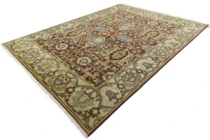 Rust Floral 9X12 Oushak Chobi Oriental Rug