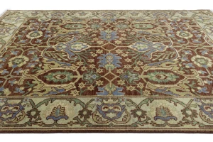 Rust Floral 9X12 Oushak Chobi Oriental Rug