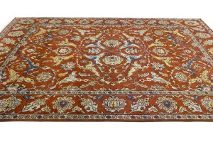 Rust Orange Floral Tribal 9X12 Chobi Serapi Oriental Rug