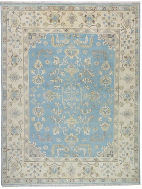 Light Blue Floral 9X12 Oushak Oriental Rug