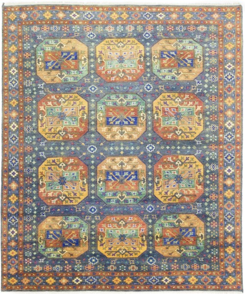 Gray Geometric 8X10 Kazak Oriental Rug