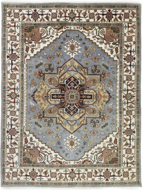 Light Gray Geometric 8X10 Heriz Serapi Oriental Rug