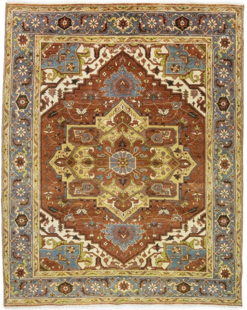 Rust Floral 8X10 Heriz Serapi Oriental Rug