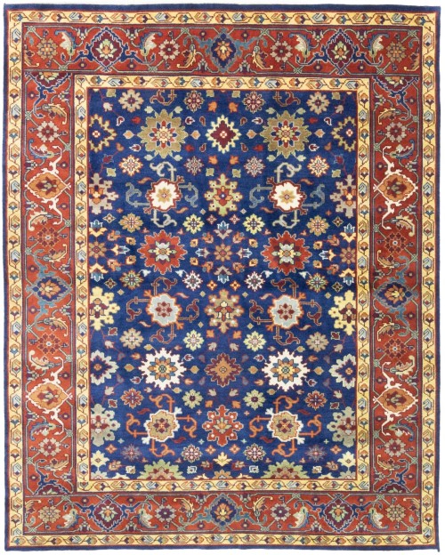 Navy Blue Floral 8X10 Indo-Mahal Oriental Rug