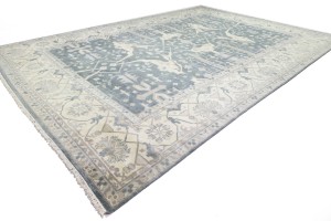 Dark Gray Floral 12X18 Oushak Oriental Rug