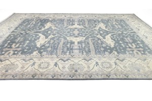 Dark Gray Floral 12X18 Oushak Oriental Rug