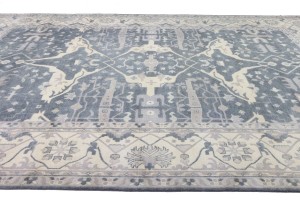 Dark Gray Floral 12X18 Oushak Oriental Rug