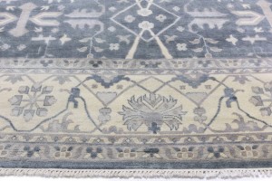 Dark Gray Floral 12X18 Oushak Oriental Rug