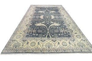 Dark Gray Floral 12X18 Oushak Oriental Rug