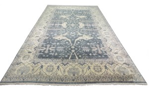 Dark Gray Floral 12X18 Oushak Oriental Rug