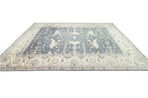 Dark Gray Floral 12X18 Oushak Oriental Rug