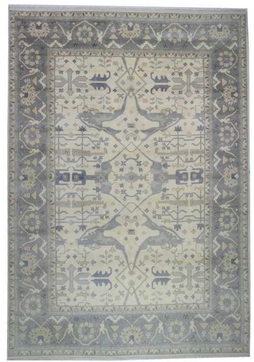 Cream Floral 12X18 Oushak Oriental Rug