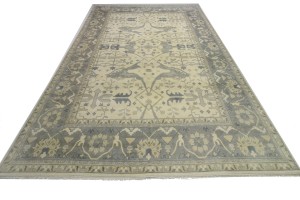 Cream Floral 12X18 Oushak Oriental Rug