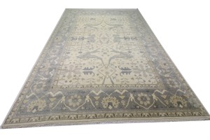 Cream Floral 12X18 Oushak Oriental Rug