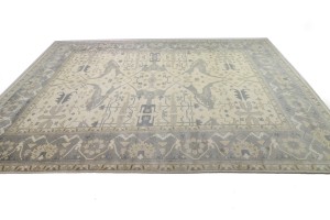 Cream Floral 12X18 Oushak Oriental Rug
