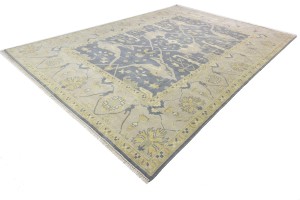 Gray Floral 10X14 Oushak Oriental Rug