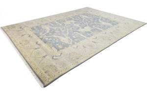 Gray Floral 10X14 Oushak Oriental Rug