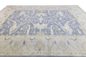 Gray Floral 10X14 Oushak Oriental Rug