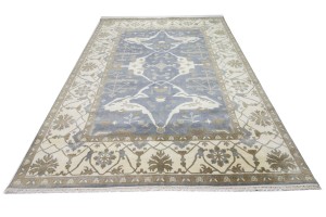 Gray Floral 10X14 Oushak Oriental Rug