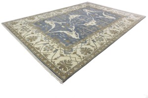 Gray Floral 10X14 Oushak Oriental Rug