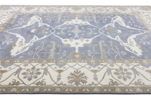 Gray Floral 10X14 Oushak Oriental Rug