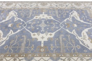 Gray Floral 10X14 Oushak Oriental Rug