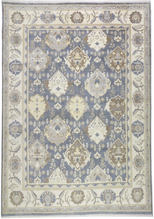 Gray Floral 10X14 Oushak Chobi Oriental Rug