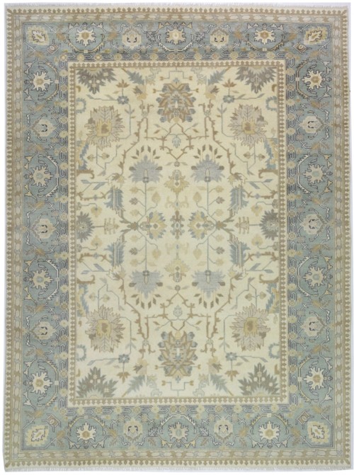 Cream Floral 10X14 Oushak Chobi Oriental Rug