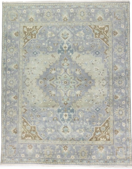 Gray Floral 8X10 Oushak Chobi Oriental Rug