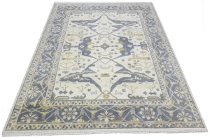 Cream Floral 8X10 Oushak Oriental Rug