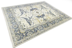 Cream Floral 8X10 Oushak Oriental Rug