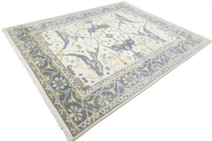 Cream Floral 8X10 Oushak Oriental Rug