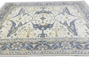 Cream Floral 8X10 Oushak Oriental Rug