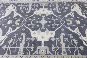 Dark Gray Floral 10X14 Oushak Oriental Rug