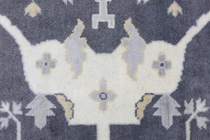 Dark Gray Floral 10X14 Oushak Oriental Rug