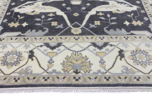 Dark Gray Floral 10X14 Oushak Oriental Rug