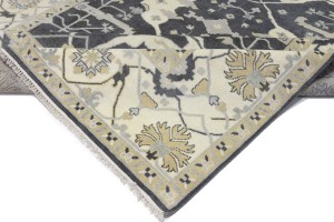 Dark Gray Floral 10X14 Oushak Oriental Rug