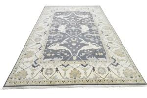 Dark Gray Floral 10X14 Oushak Oriental Rug