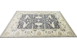 Dark Gray Floral 10X14 Oushak Oriental Rug