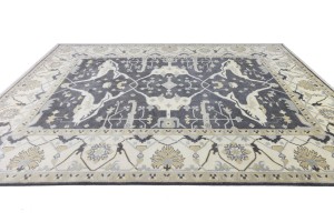 Dark Gray Floral 10X14 Oushak Oriental Rug