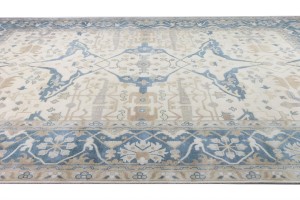 Cream Floral 12X18 Oushak Oriental Rug