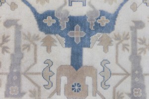 Cream Floral 12X18 Oushak Oriental Rug