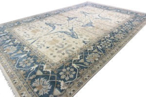 Cream Floral 12X18 Oushak Oriental Rug